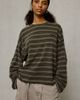 BDG BDG Luca Striped Oversized Long Sleeve Tee in Olive, Women's at Urban Outfitters - 1