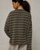 BDG BDG Luca Striped Oversized Long Sleeve Tee in Olive, Women's at Urban Outfitters - 2