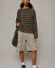 BDG BDG Luca Striped Oversized Long Sleeve Tee in Olive, Women's at Urban Outfitters - 4
