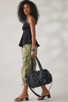 BDG BDG Lulu Pocket Faux Leather Shoulder Bag in Black, Women's at Urban Outfitters