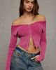 BDG BDG Maya 2-Way Zip Off-The-Shoulder Sweater in Pink, Women's at Urban Outfitters - 1
