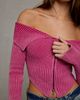 BDG BDG Maya 2-Way Zip Off-The-Shoulder Sweater in Pink, Women's at Urban Outfitters - 2