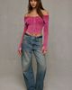 BDG BDG Maya 2-Way Zip Off-The-Shoulder Sweater in Pink, Women's at Urban Outfitters - 3