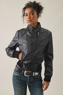 BDG BDG Murphy Asymmetric Faux Leather Moto Jacket in Black, Women's at Urban Outfitters