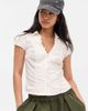 BDG BDG Nadine Ruched Cap Sleeve Button-Down Shirt in White, Women's at Urban Outfitters - 2