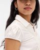 BDG BDG Nadine Ruched Cap Sleeve Button-Down Shirt in White, Women's at Urban Outfitters - 4