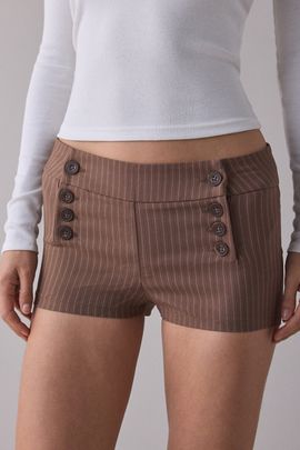 BDG BDG Nautical Button Low-Rise Micro Shorts in Brown, Women's at Urban Outfitters
