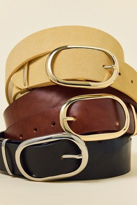 BDG BDG Oval Buckle Wide Leather Belt in Brown, Women's at Urban Outfitters