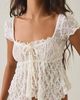BDG BDG Piper Sheer Lace Cap Sleeve Babydoll Top in White, Women's at Urban Outfitters - 2