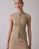 BDG BDG Polly Zip-Front Slim Sleeveless Open-Back Shirt Top in Brown, Women's at Urban Outfitters - 3