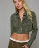 BDG BDG Primrose Cropped Long Sleeve Button-Down Blouse in Yellow, Women's at Urban Outfitters - 1