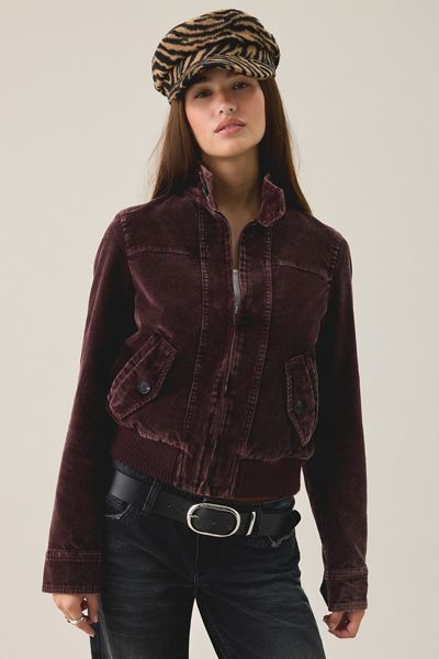 BDG BDG Roxanne Corduroy Chore Jacket in Maroon, Women's at Urban Outfitters