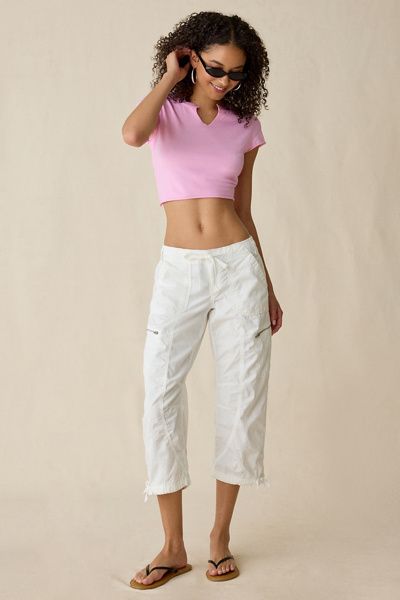 BDG BDG Sidekick Crop Cotton Utility Pants in White, Women's at Urban Outfitters