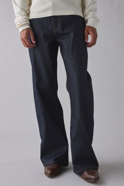 BDG BDG Slacker Premium Selvedge Relaxed Flare Jean in Vintage Denim Dark, Men's at Urban Outfitters