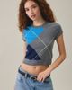 BDG BDG So Soft Argyle Short Sleeve Sweater in Blue, Women's at Urban Outfitters - 1
