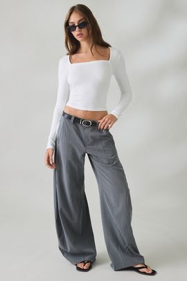 BDG BDG Society Hill Baggy Wide Leg Trousers Pant in Grey, Women's at Urban Outfitters