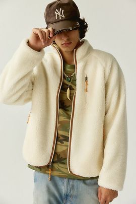 BDG BDG Solid Polar Fleece Zip-Up Jacket in Ivory, Men's at Urban Outfitters