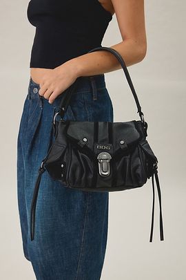 BDG BDG Sophia Buckled Faux Leather Shoulder Bag in Black, Women's at Urban Outfitters
