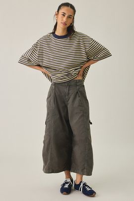 BDG BDG Static Mid-Rise Cargo Culotte Pants in Black Olive, Women's at Urban Outfitters