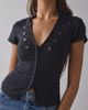 BDG BDG Tilda Waistcoat Short Sleeve Crop Top in Black, Women's at Urban Outfitters - 1