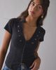 BDG BDG Tilda Waistcoat Short Sleeve Crop Top in Black, Women's at Urban Outfitters - 3