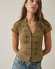 BDG BDG Tori Short Sleeve Frog Button-Down Shirt in Black, Women's at Urban Outfitters - 4