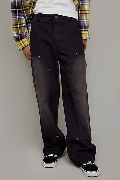 BDG BDG Vintage Wash Double Knee Canvas Work Pants in Washed Black, Men's at Urban Outfitters