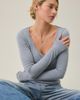 BDG BDG Vivi Plunging Scoop Neck Long Sleeve Tee in Slate, Women's at Urban Outfitters - 1