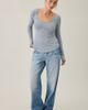 BDG BDG Vivi Plunging Scoop Neck Long Sleeve Tee in Slate, Women's at Urban Outfitters - 5