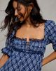 BDG BDG With Love Plaid Puff Sleeve Mini Dress in Navy, Women's at Urban Outfitters - 3