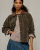 BDG BDG Wylie Contrast Collar Faux Suede Barn Jacket in Khaki, Women's at Urban Outfitters - 1