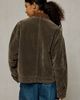 BDG BDG Wylie Contrast Collar Faux Suede Barn Jacket in Khaki, Women's at Urban Outfitters - 3