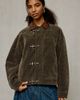 BDG BDG Wylie Contrast Collar Faux Suede Barn Jacket in Khaki, Women's at Urban Outfitters - 4