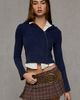 BDG BDG Zoe Asymmetric Fitted Zip-Up Hoodie Sweatshirt in Blue, Women's at Urban Outfitters - 1