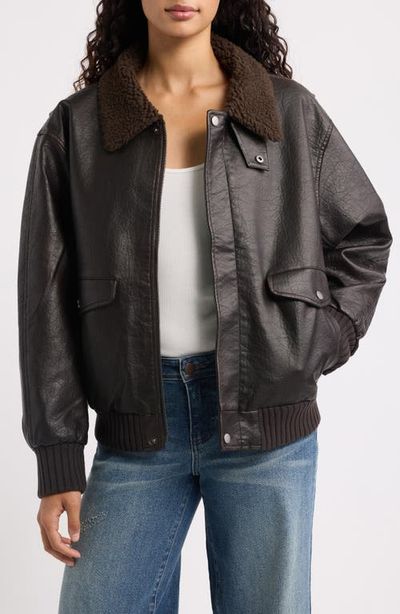 BDG Urban Outfitters BDG Urban Outfitters Brooklyn Faux Leather Aviator Jacket