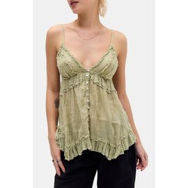BDG Urban Outfitters BDG Urban Outfitters Clara Embroidered & Ruffle Trim Camisole