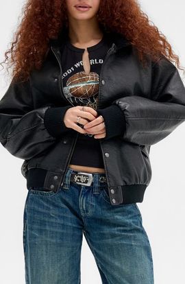BDG Urban Outfitters BDG Urban Outfitters Leon Faux Leather Bomber Jacket