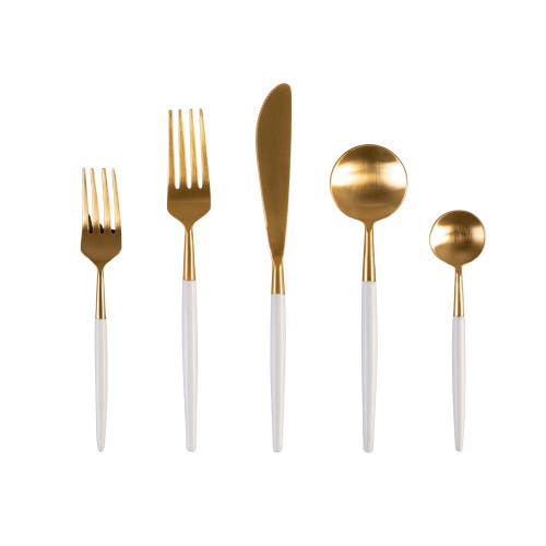 Be Home Be Home White and Gold Flatware Set 