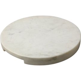 Be Home Be Home White Marble Thick Round Board with Handle Grooves 