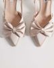 Be Mine Be Mine Anica slingback heeled shoes with bow in blush satin-pink - 2