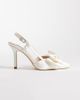 Be Mine Be Mine Anica slingback heeled shoes with bow in ivory satin-White - 1