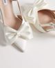 Be Mine Be Mine Anica slingback heeled shoes with bow in ivory satin-White - 2