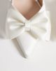 Be Mine Be Mine Anica slingback heeled shoes with bow in ivory satin-White - 4