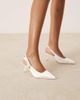 Be Mine Be Mine Bridal Almeria slingback heeled pumps with bow detail in satin ivory-White - 1