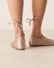 Be Mine Be Mine Bridal April tie leg ballet flats in blush satin-pink - 3