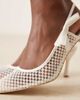 Be Mine Be Mine Bridal Benni slingback heeled shoes with bow in ivory satin-White - 2