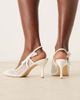 Be Mine Be Mine Bridal Benni slingback heeled shoes with bow in ivory satin-White - 3