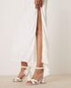 Be Mine Be Mine Bridal Carmen block heeled sandals with embellished ribbon tie in ivory satin-White - 4