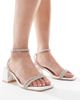 Be Mine Be Mine Bridal Chaya low block heeled sandals with embellished straps in ivory-White - 1