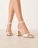 Be Mine Be Mine Bridal Cora block heeled sandals in ivory satin-White - 1